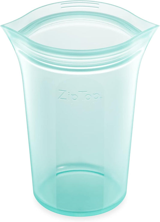 Zip Top Reusable Food Storage Bags | Medium Cup [Teal] | Silicone Meal Prep Container | Microwave, Dishwasher and Freezer Safe | Made in the USA