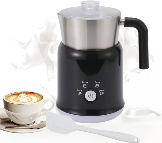 Electric Milk Frother Has Hot and Cold Functions 700-ml Split Stainless Steel Automatic Milk Frother and Steamer with Transparent Lid, Anti-Dry,Dishwasher-Safe