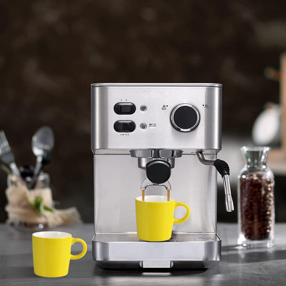 homEdge Mini Procelain Espresso Cup, 4 Ounces / 120 ml Tiny Ceramic Coffee Mugs Demitasse for Espresso, Tea- Set of 6, Yellow