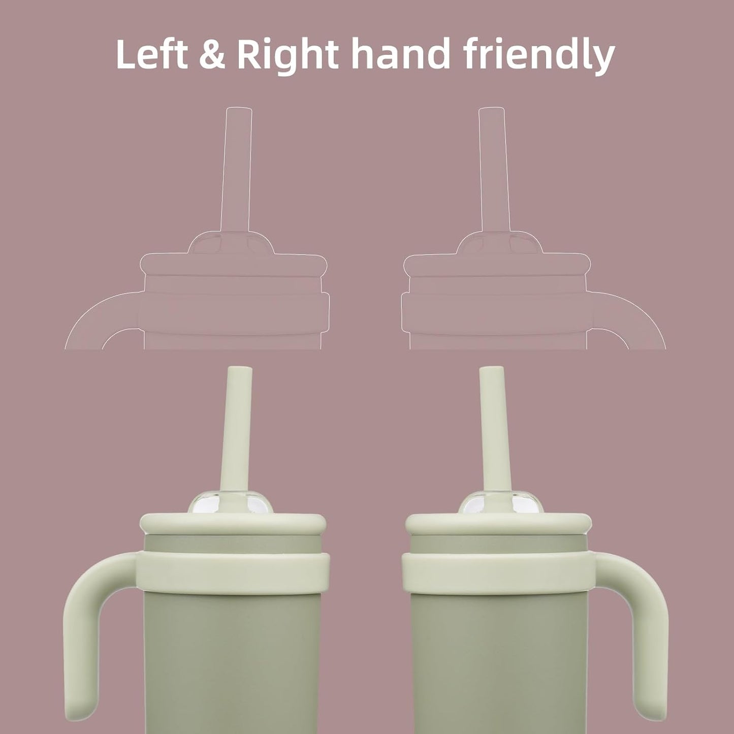 14 oz Tumbler with Side Handle, Insulated Water Bottle with Straw and 2 in 1 Lid, Stainless Steel Cup Travel Coffee Mug for Sports Office Gym,Camp Green