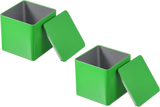 PATIKIL Metal Tea and Tin Set 3.35"x3.35"x3.35", 2 Pcs Metal Storage Airtight Storage Square Container with Lid for Loose Tea Coffee Candy Treats Gifts Spice DIY, Green