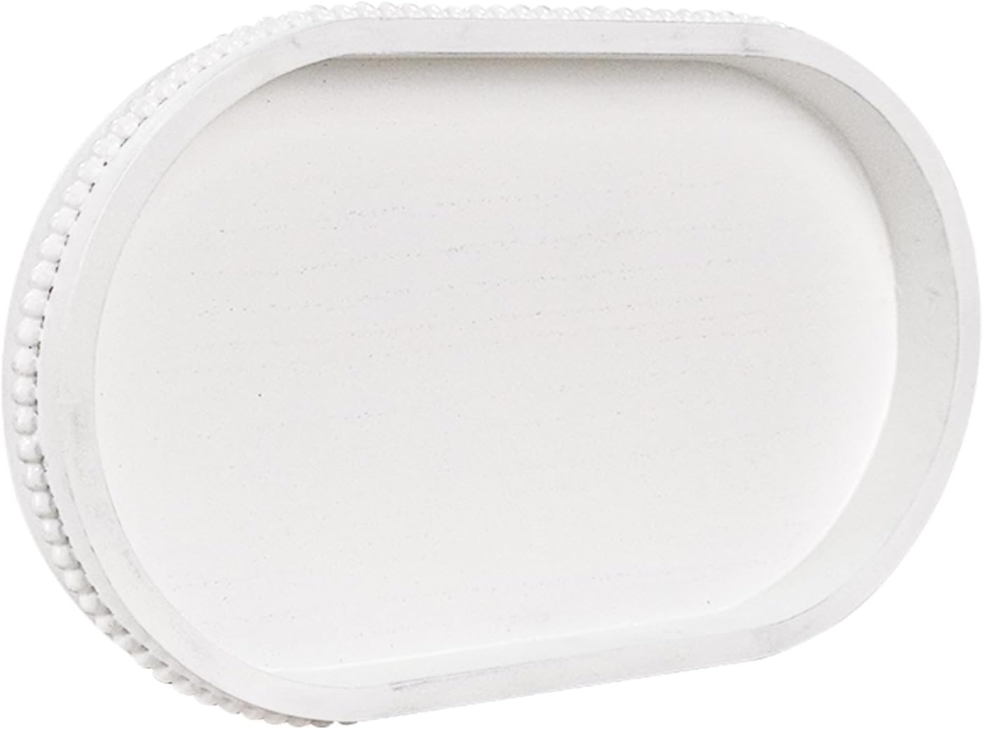 MAONAME Wood Serving Tray, Farmhouse Wooden Tray for Coffee Table, Oval Beaded Trays, White Decorative Trays for Living Room, Kitchen, 15" X 9" X 1.2"
