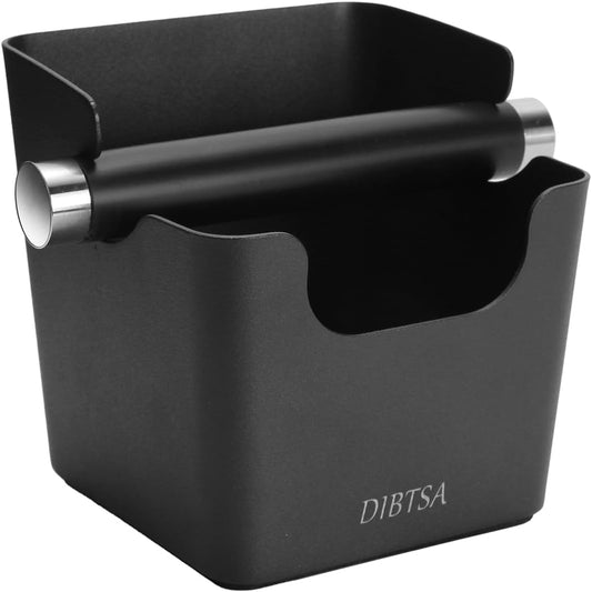 Knock Box Espresso, Stainless Steel Knock Box for Coffee Grounds, with Removable Rubber Bar and Anti-slip Pad, Small, Black