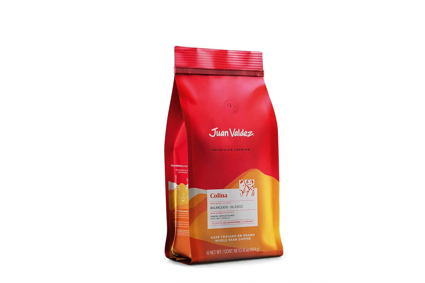 Juan Valdez Colina Whole Bean Coffee, Balanced Roast 16 OZ - Premium Colombian Coffee - Unique “Caracolito” beans produce a coffee of balanced flavor and mild texture (Pack of 2)