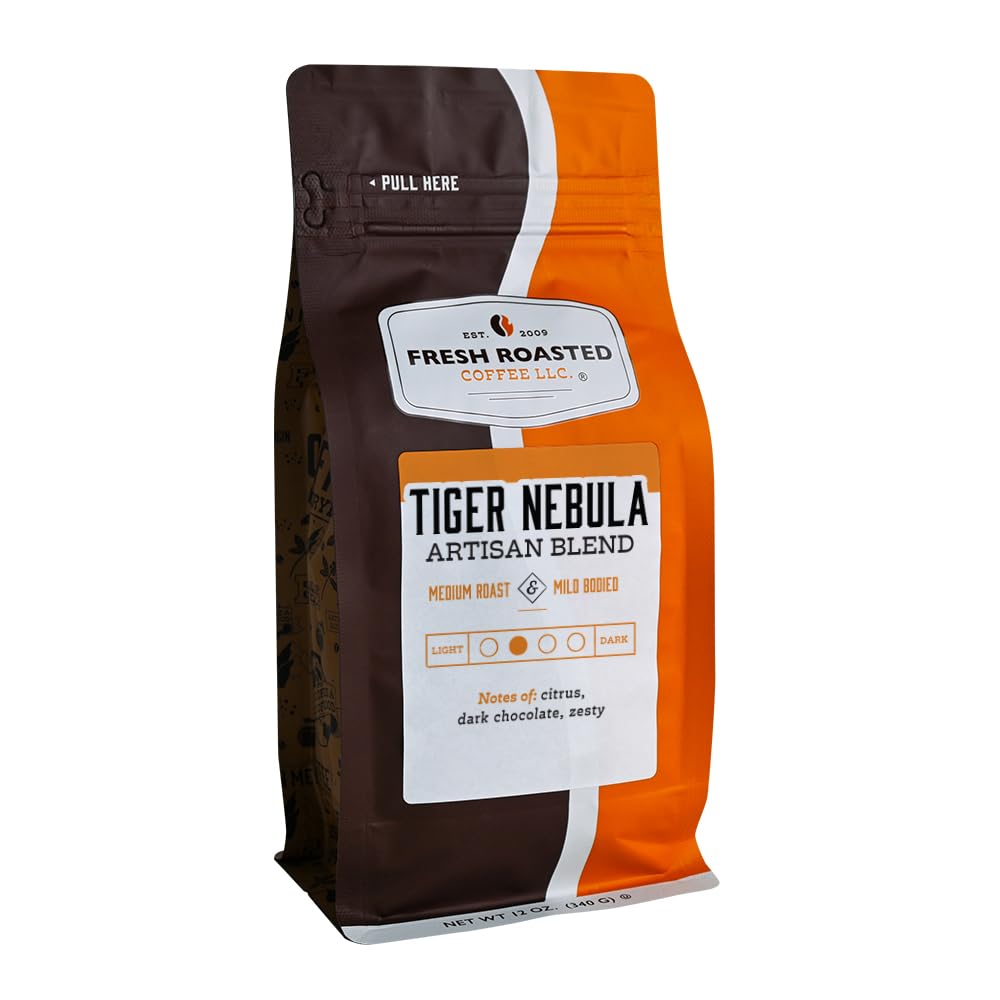 Fresh Roasted Coffee, Tiger Nebula, 12 oz, Medium Roast, Kosher, Ground