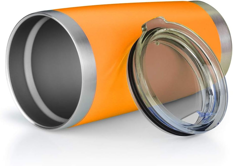20oz Tumbler Bulk Stainless Steel Vacuum Insulated Tumblers with Lid Double Wall Travel Mug, Durable Powder Coated Coffee Cup, Suitable for Ice Drinks and Hot Beverage (Orange 12pack)