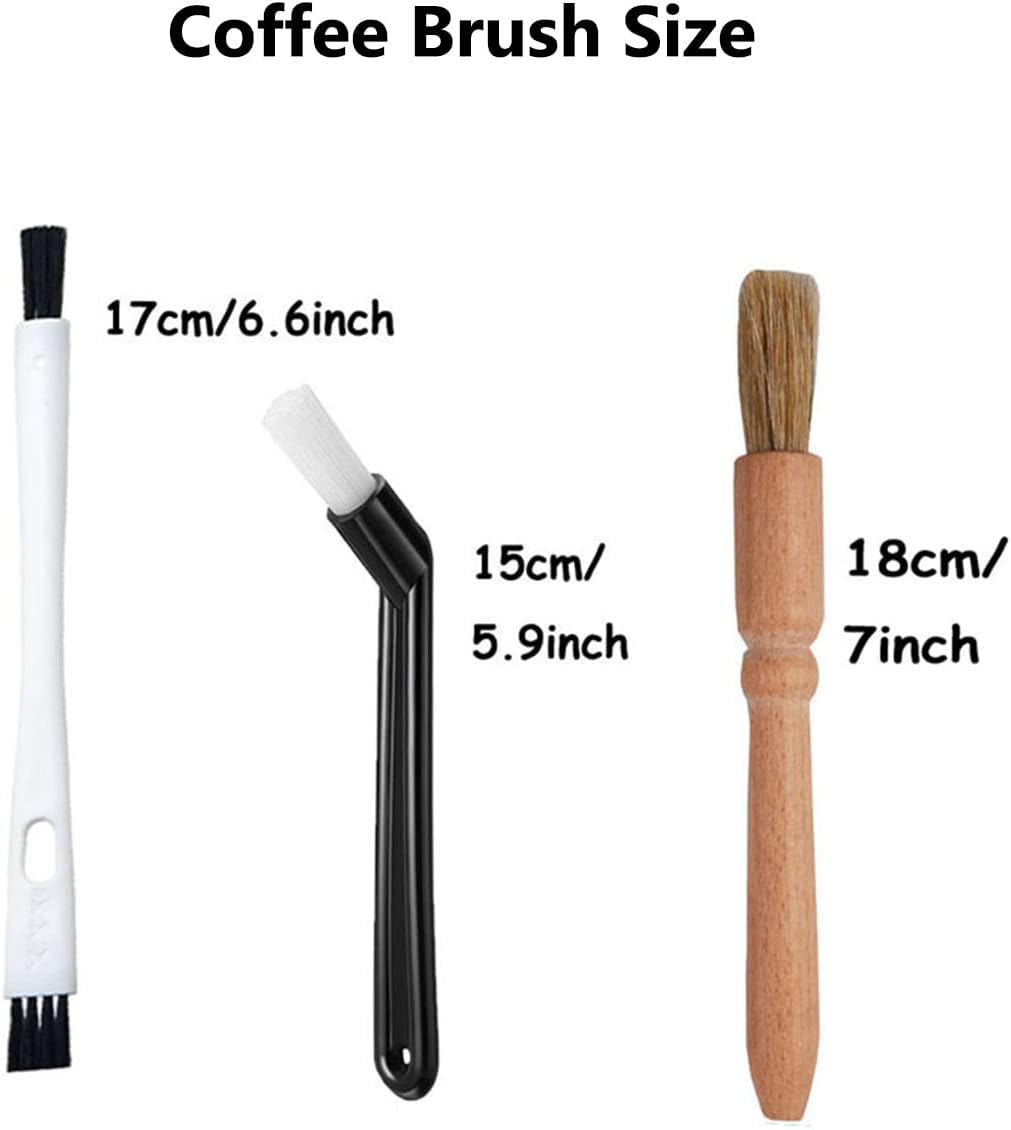 Coffee Brush Set, 13 Pieces Natural Wood & Nylon, Includes Wooden, Plastic, Straw, & Gap Brushes for Espresso Machine Cleaning