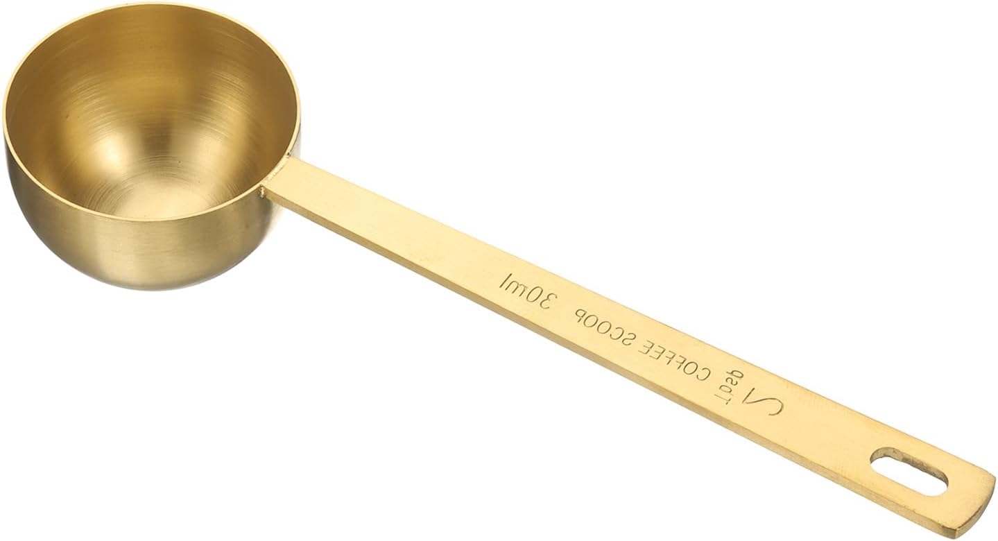 HARFINGTON Coffee Scoop Spoon 2tbsp (6tsp, 30ml) 304 Stainless Steel Long Handle Teaspoon/Tablespoon Measuring Spoons Scoops for Tea Sugar Kitchen, Gold