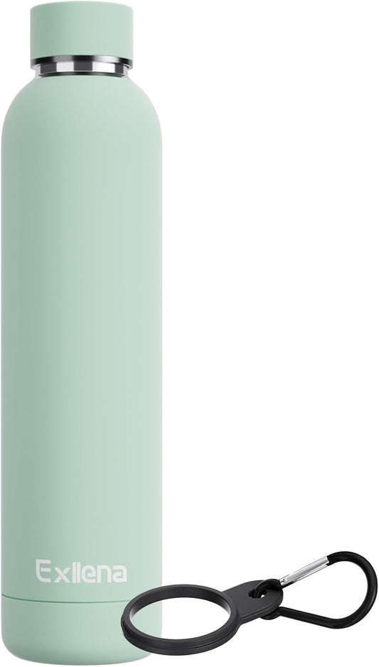 Slim Insulated Water Bottles for Travel 25oz with Clip, Double Wall Vacuum Stainless Steel Water Bottle Keeps Drinks Cold 24 Hrs/Hot 12 Hrs, 100% Leakproof, BPA Free(Mint)