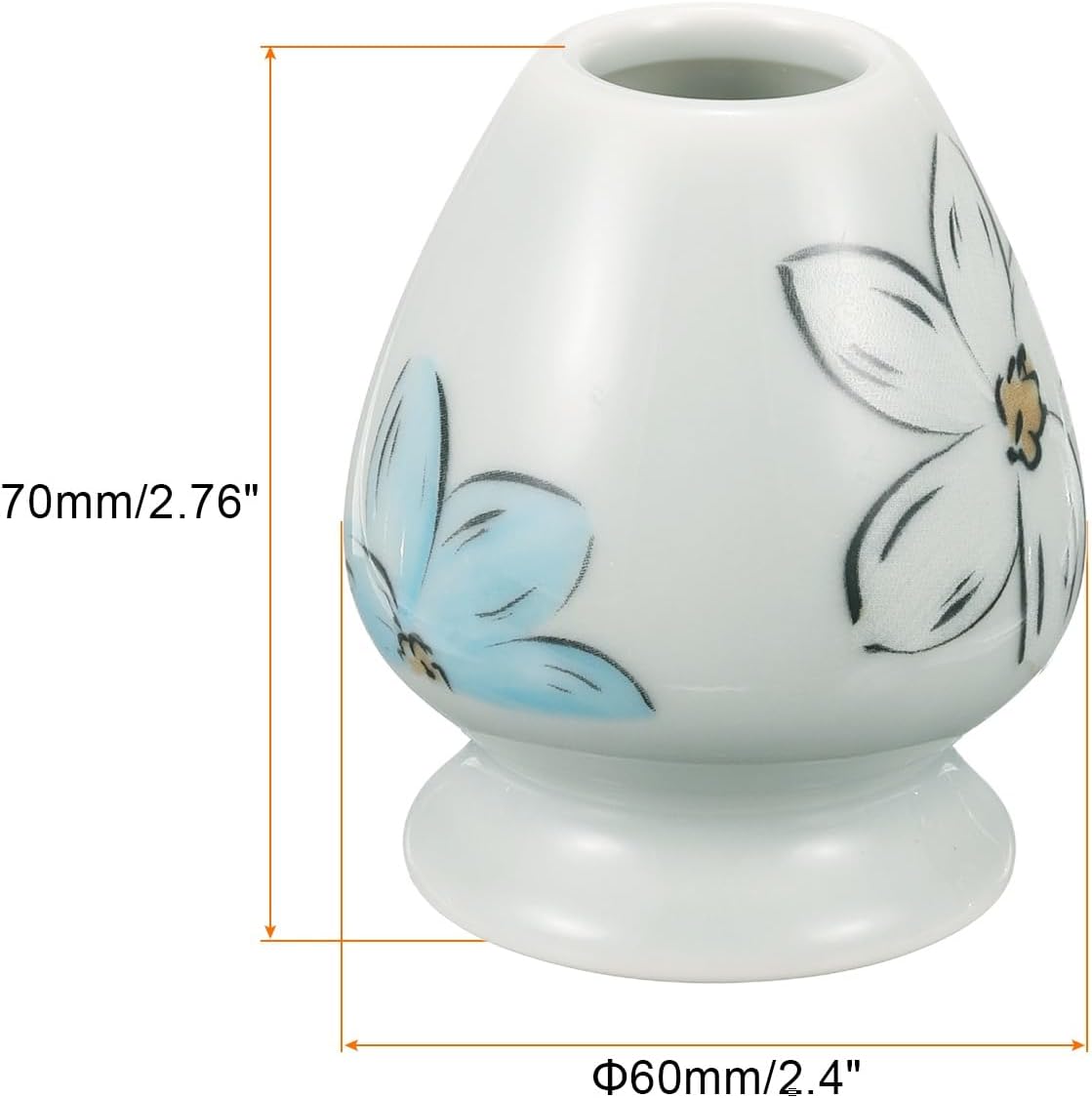 HARFINGTON Ceramic Chasen Stand 70mm Matcha Whisk Holder Tea Set Whisks Stand Traditional Matcha Tea Chasen Holder Tea Set Accessories for Tea Tasting, White Pattern