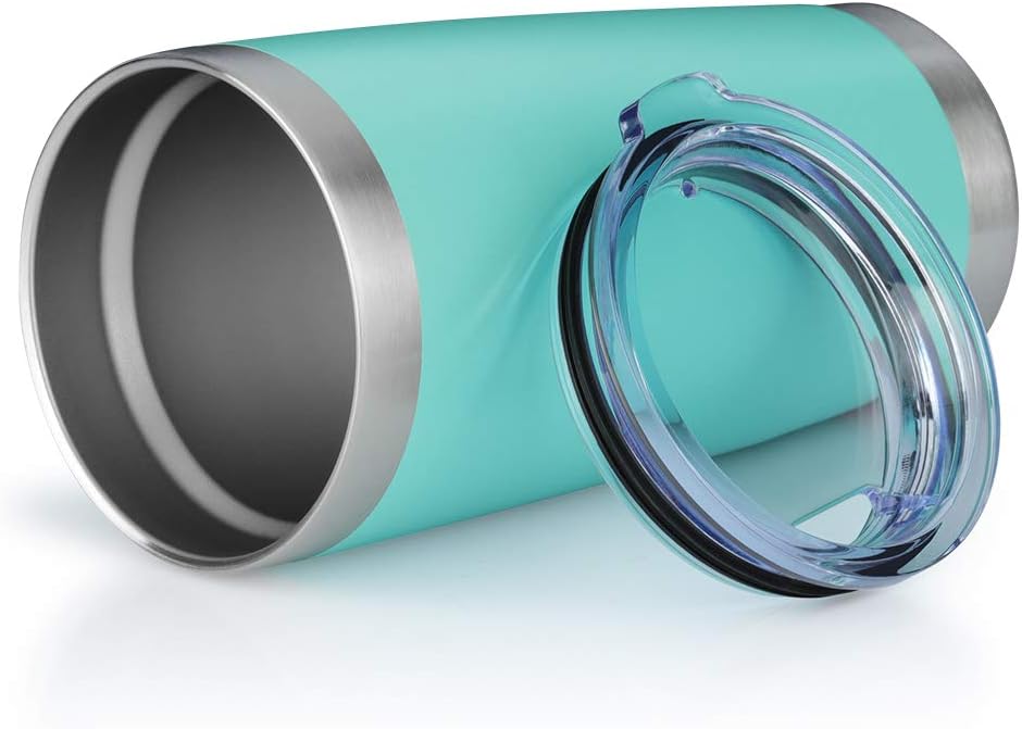 20oz Tumbler Bulk Stainless Steel Vacuum Insulated Tumblers with Lid Double Wall Travel Mug, Powder Coated Coffee Cup, Suitable for Ice Drinks and Hot Beverage (Light blue 12pack)