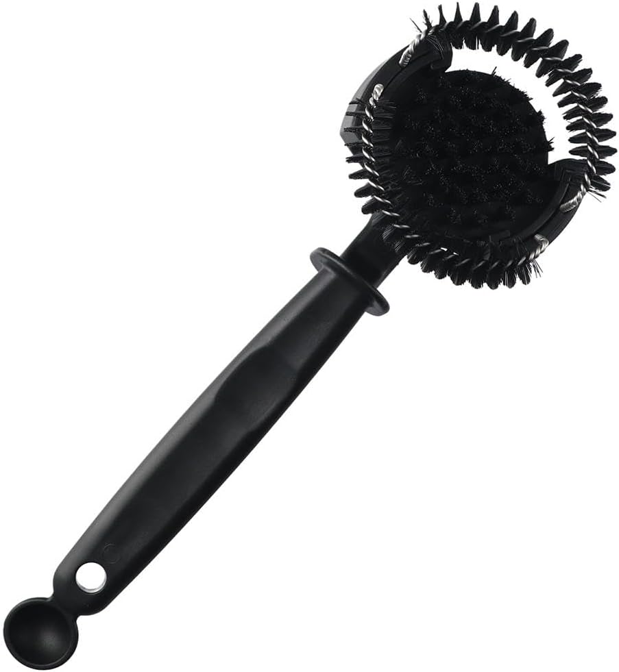 Coffee Machine Cleaning Brush, Espresso Group Head Cleaner, Upgrade Large Nylon Brushes with Long Handle & Spoon, Home Cleaning Tool(Black)