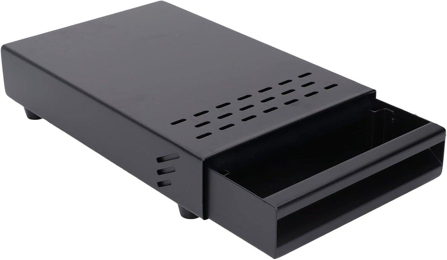 Coffee Knock Box, Stainless Steel Drawer Type Coffee Grind Container Coffee Knock Box Espresso Knocker Drawer Non Slip with Rubber Knock Stick for Cafes Home Kitchens Office (Black)