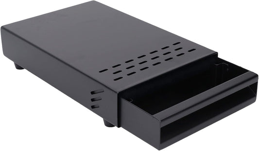 Coffee Knock Box, Stainless Steel Drawer Type Coffee Grind Container Coffee Knock Box Espresso Knocker Drawer Non Slip with Rubber Knock Stick for Cafes Home Kitchens Office (Black)