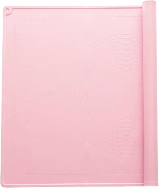 uxcell Silicone Pastry Mat, 31.5" x 23.6" Silicone Baking Mat with Measurements, Non-Stick Dough Rolling Mat for Making Pastry Cookies Bread Pizza Pink