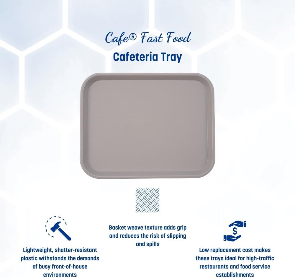 Carlisle FoodService Products Cafe Plastic Fast Food Tray, 14" x 18", Gray