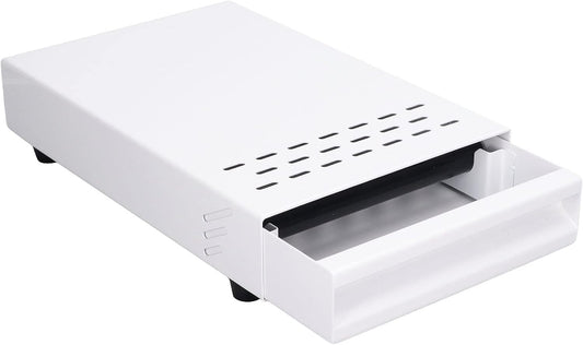 Coffee Knock Box Drawer, Stainless Steel Espresso Knock Box with Six Non Slip Feet, Removable Rubber Lever, Coffee Ground Container, for Household Shop (White)