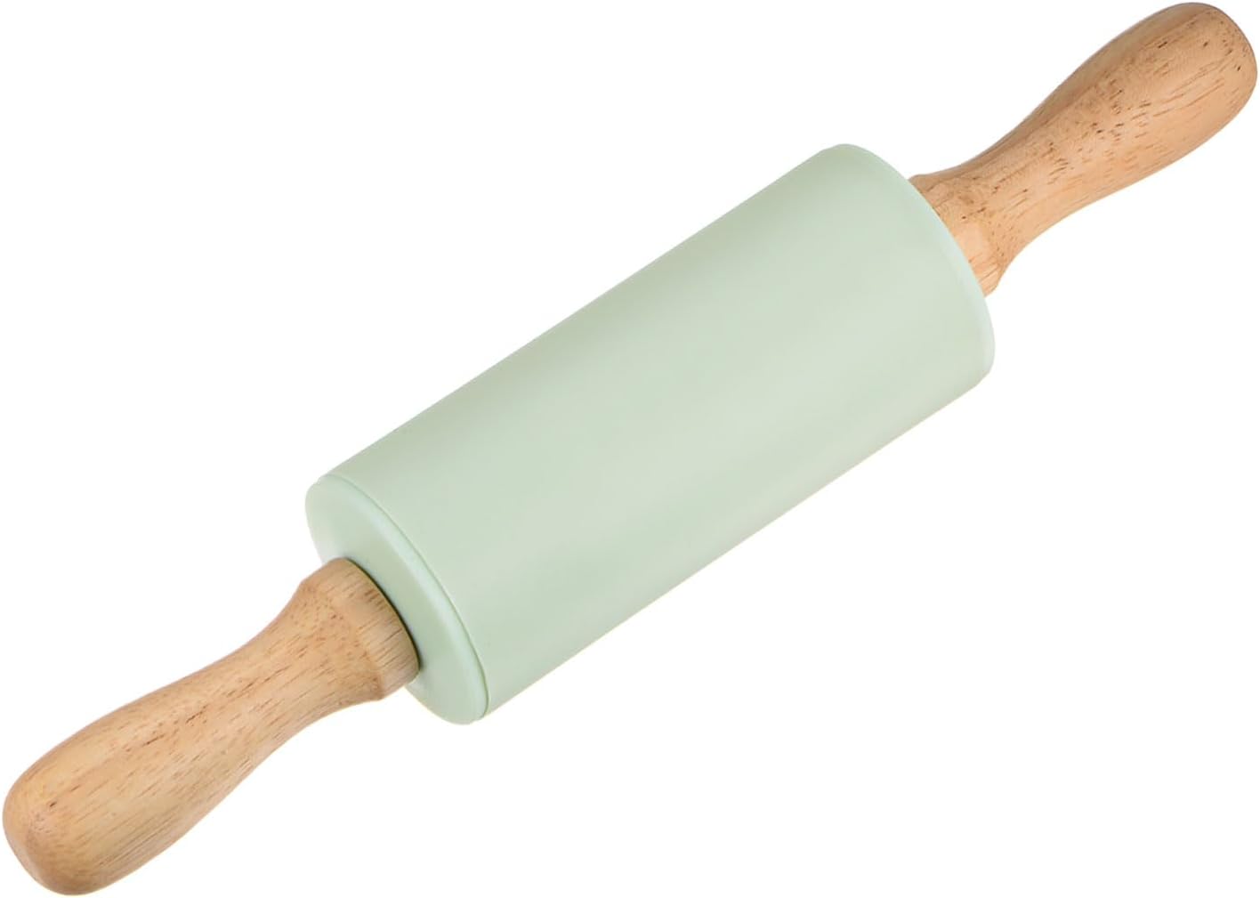 HARFINGTON Silicone Rolling Pins for Baking 9 Inch Wooden Handle Non Stick Rolling Pin Small Roller Playdough Rolling Pins for Dough Pizza Pastry Fondant Kitchen, Light Green