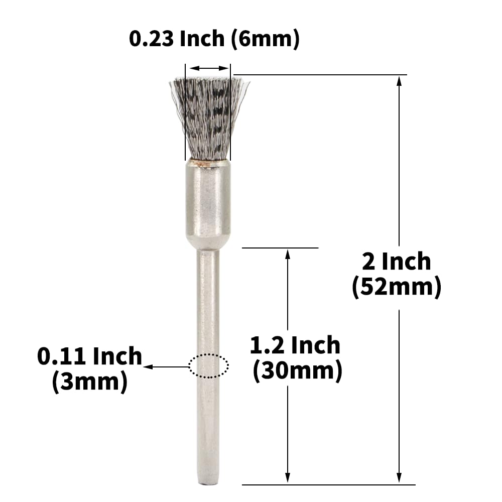 20PCS Wire Brushes - Metal Rust Removal, Polishing, Cleaning - 6mm Diameter, 3mm Shaft - Removes Burrs, Dust, and Oxide Layer - Handles Rough Surfaces - Designed for Industrial and DIY Enthusiasts