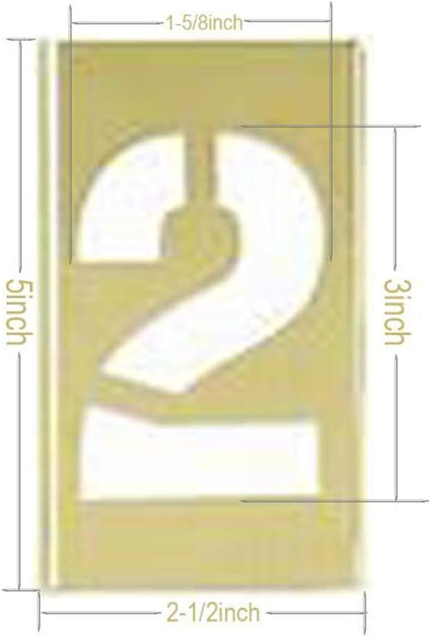 Deezio 3 Inch Brass Number Stencils, Numbers and Punctuations Stencil Kit - 15 Piece Set