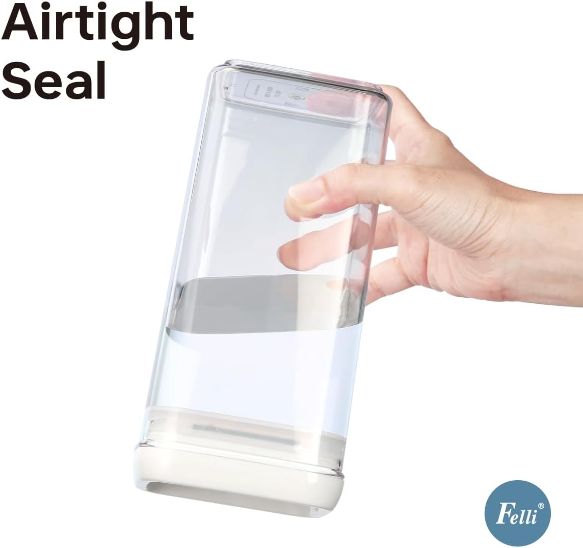 Felli Flip Tite Food Storage Container with Lid Airtight 4" Ring Seal Flip Top, Stackable Acrylic Canister Jar for Pantry Kitchen Counter, Snack Coffee Bean Granola Pet Treats Cracker Holder (1.2 L)