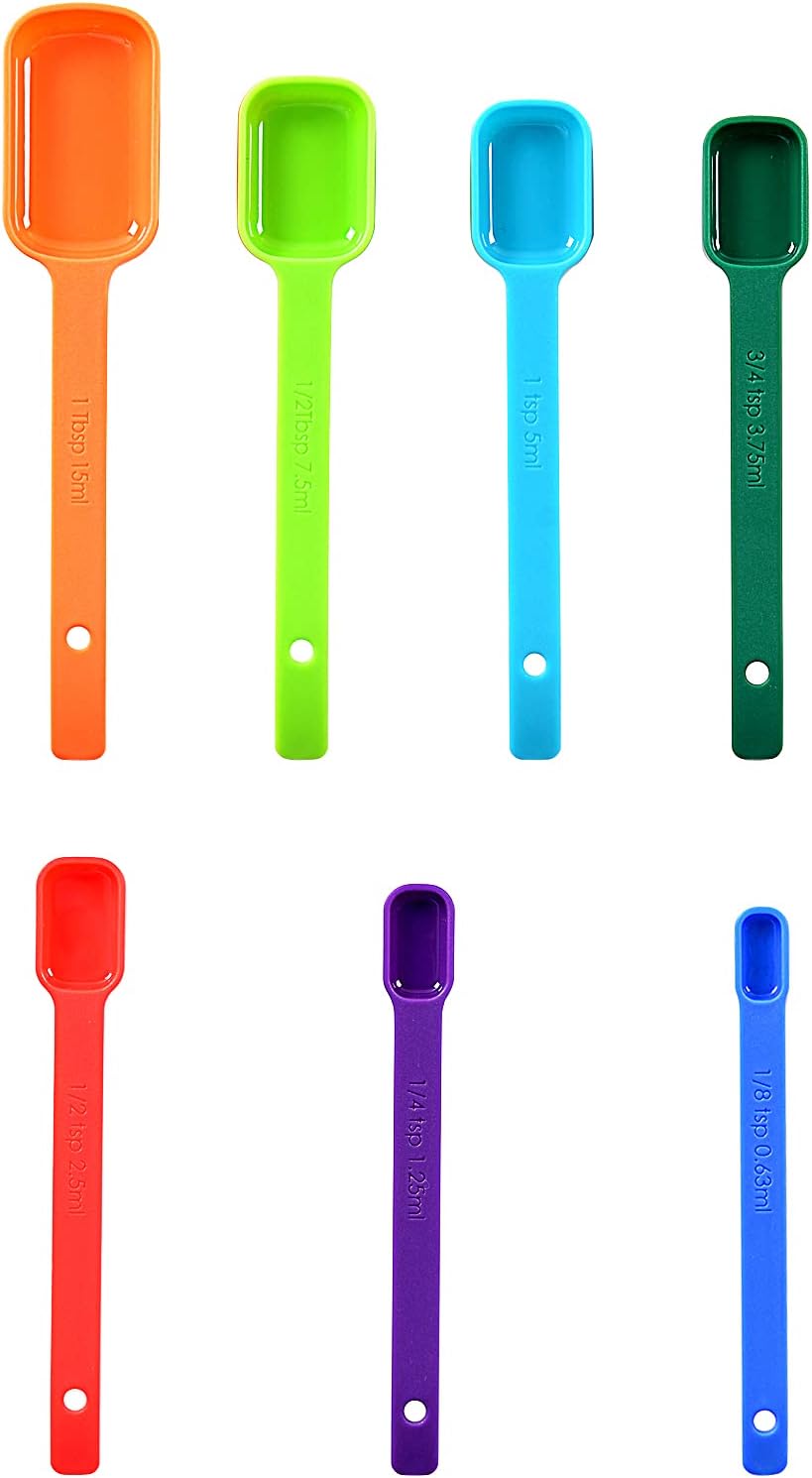 Plastic Measuring Spoons 8-Piece,Assorted Colors