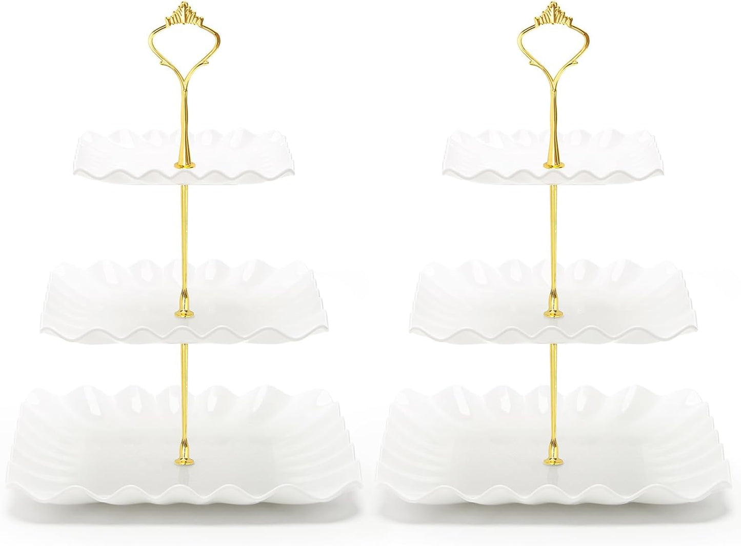 Coitak Plastic Cupcake Stands, 3 Tier Cupcake Stand, Dessert Tower Tray for Tea Party, Baby Shower and Wedding (2 Pack)