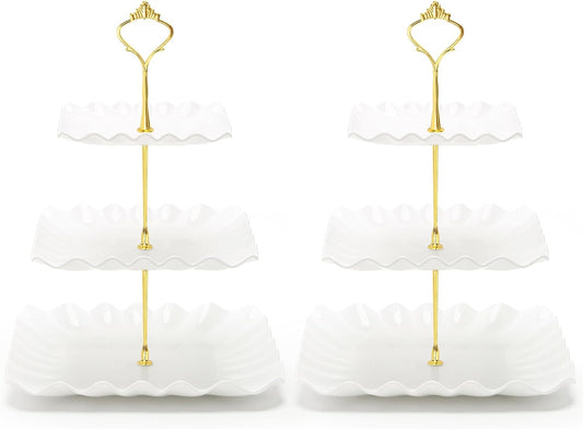 Coitak Plastic Cupcake Stands, 3 Tier Cupcake Stand, Dessert Tower Tray for Tea Party, Baby Shower and Wedding (2 Pack)