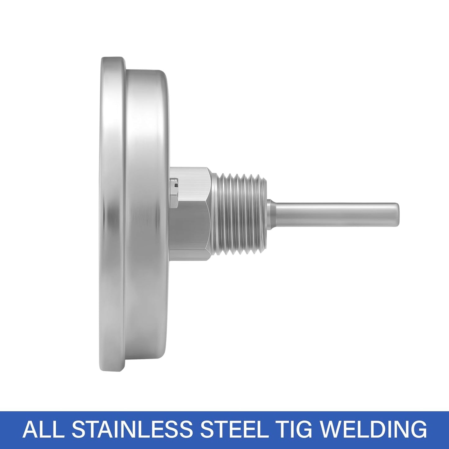 MEASUREMAN Hot Water Thermometer, 3" Dial, 2" Lead-Free Brass Stem, 32-212F/0-100C Range, 2% Accuracy, Adjustable, 1/2" NPT Back Mount