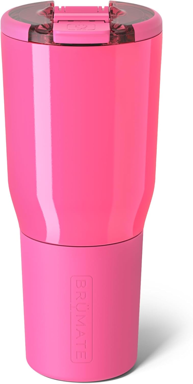 BrüMate Nav 35oz 100% Leak Proof Insulated Travel Tumbler with Magnetic BevLock™ Lid - Double Wall Cup-Holder Friendly Stainless Steel Mug (Neon Pink)