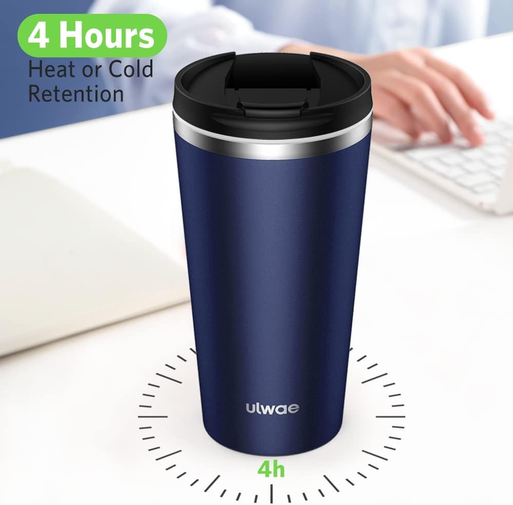Insulated Coffee Mug with Ceramic Coating, 18oz Travel Mug with Leak-proof Lid, Vacuum Double-wall Tumbler, Stainless Steel Thermal Cup for Tea, Hot Cocoa, Cold Beverage, Ice Drinks