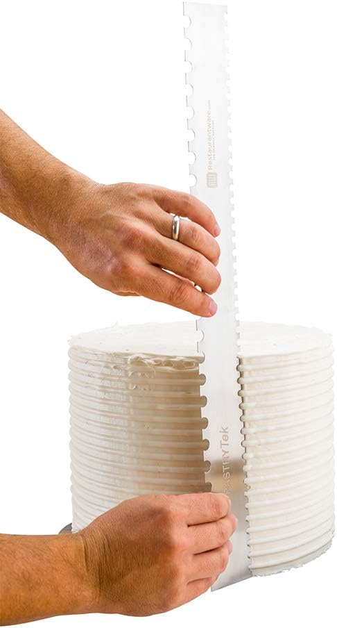 Restaurantware 19.8 Inch x 2 Inch Cake Comb 1 Semicircle Decorating Comb - Double-Sided Assorted Edges Stainless Steel Icing Smoother For Decorating Or Sculpting Desserts