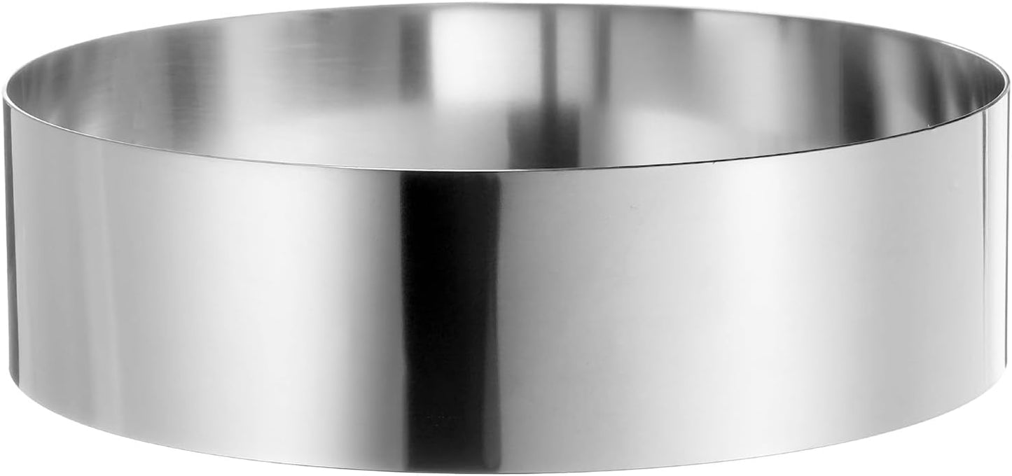 HARFINGTON Round Cake Ring 7 x 2 Inch Seamless Stainless Steel Pastry Mousse Dessert Ring Mirror Coating for Baking Cooking Making Tool