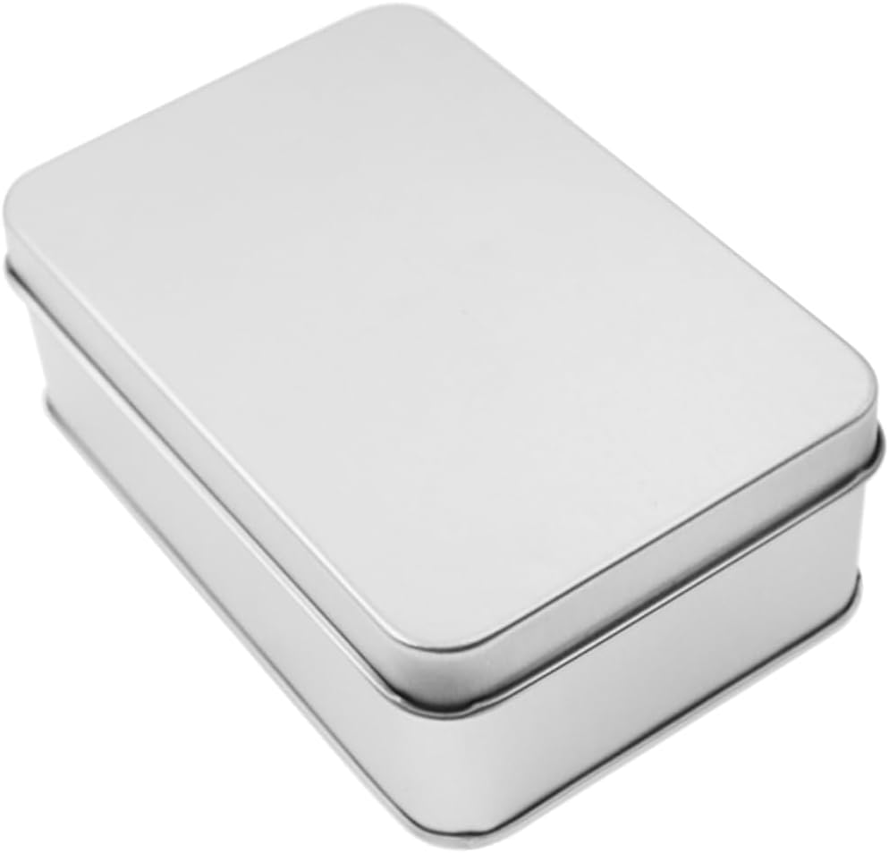Metal Empty Boxes, Tin Boxes with Lid,Small Silver Tin Boxes,Stackable Organizer Containers,8PCS Storage Tin for Home Outdoor Active Storage Containers