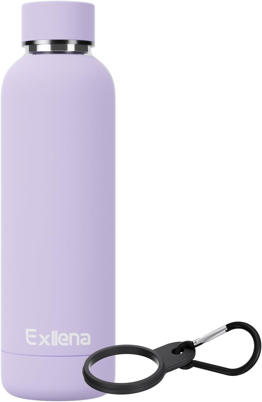 Slim Insulated Water Bottles for Travel 18oz with Clip, Double Wall Vacuum Stainless Steel Water Bottle Keeps Drinks Cold 24 Hrs/Hot 12 Hrs, 100% Leakproof, BPA Free(Purple)