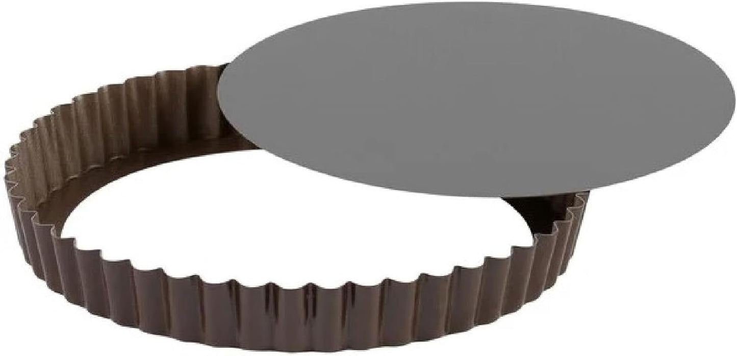 GOBEL - Non-Stick Round Fluted Tart Mold / Quiche Pan with Removable Bottom - 10 1/4"
