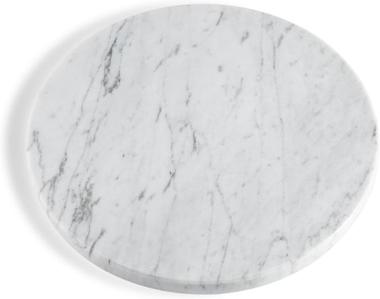 Koville Italian Natural Marble Cutting Board for Kitchen, 11inch Round Hand Crafted Marble Slab for Cheese, Charcuterie, Pastry Board - Wedding Gift, House Warming Gift(Bianco Carrara)