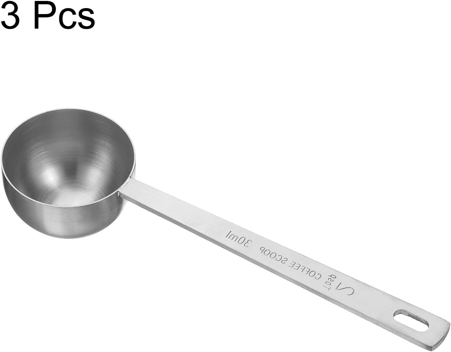 HARFINGTON 3pcs Coffee Scoop Spoon 2tbsp (6tsp, 30ml) 304 Stainless Steel Long Handle Teaspoon/Tablespoon Measuring Spoons Scoops for Tea Sugar Kitchen, Silver