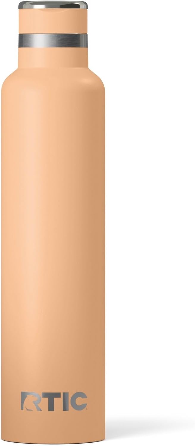 RTIC 26oz Journey Bottle Metal Stainless Steel Vacuum Insulated, BPA Free, Reusable, for Water, Hot and Cold Drinks, Travel, Sports, Camping, Peach Tea