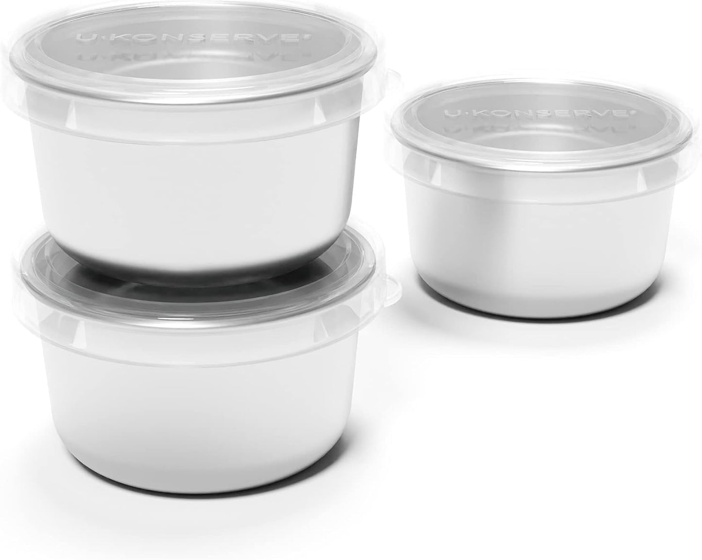 U Konserve Stainless Steel Set of Three Round Food/Condiment/Snack Mini Countainers with Silicone Lids, Leak Proof & Dishwasher Safe (3 oz)