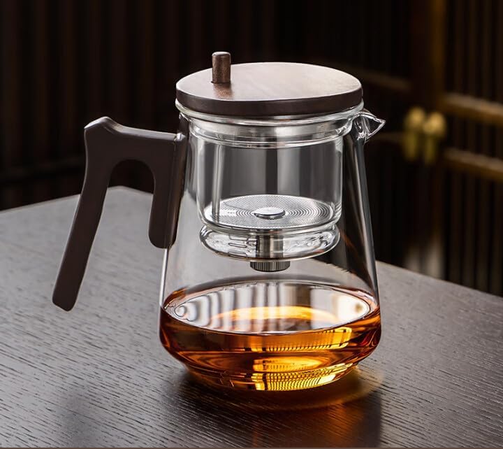 Glass Teapot with Removable Infuser, Loose Leaf Tea Brewing (7-shaped handle)