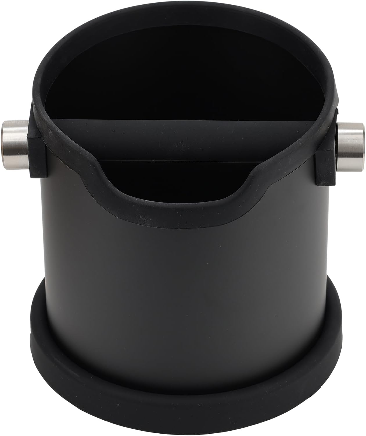 Coffee Tapping Box, Stainless Steel Espresso Floor Container, Waste Coffee Bucket, Barista, And Anti Slip Base Coffee Tools (Black)
