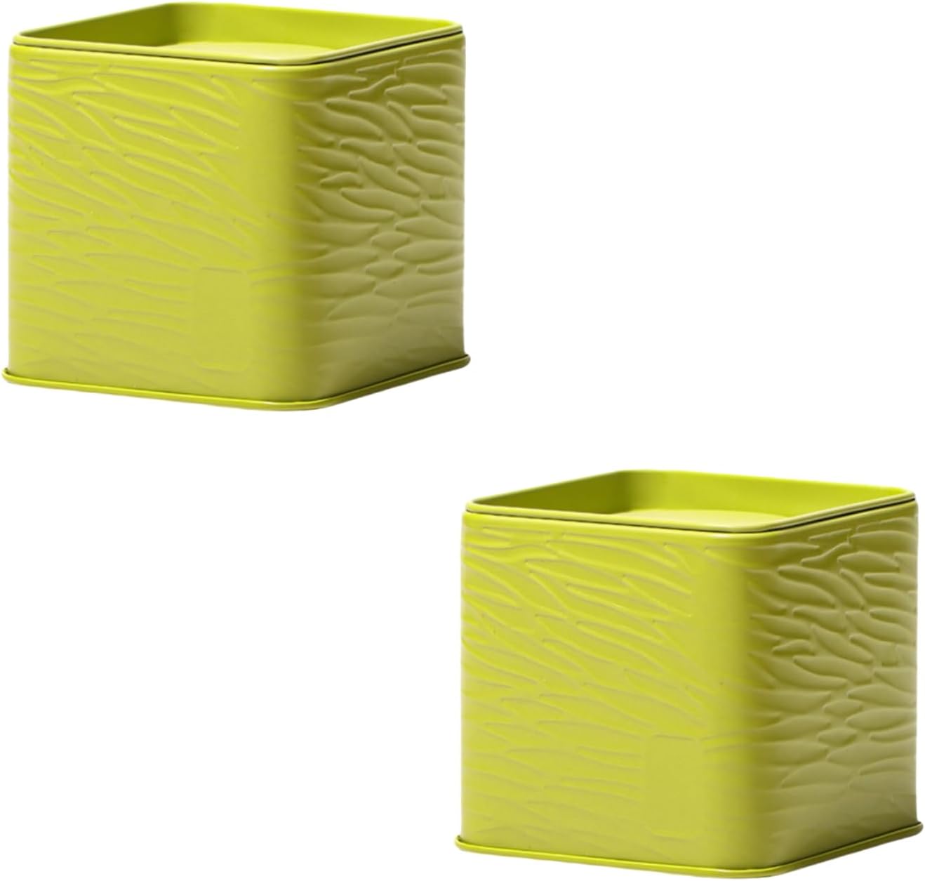 HAN SHENG 2 Pcs Decorative Square Tea Tin Tea Storage Containers Loose Tea Storage Coffee Tins Food Storage Container for Tea Coffee Herb Candy Chocolate Sugar Spices (Green)