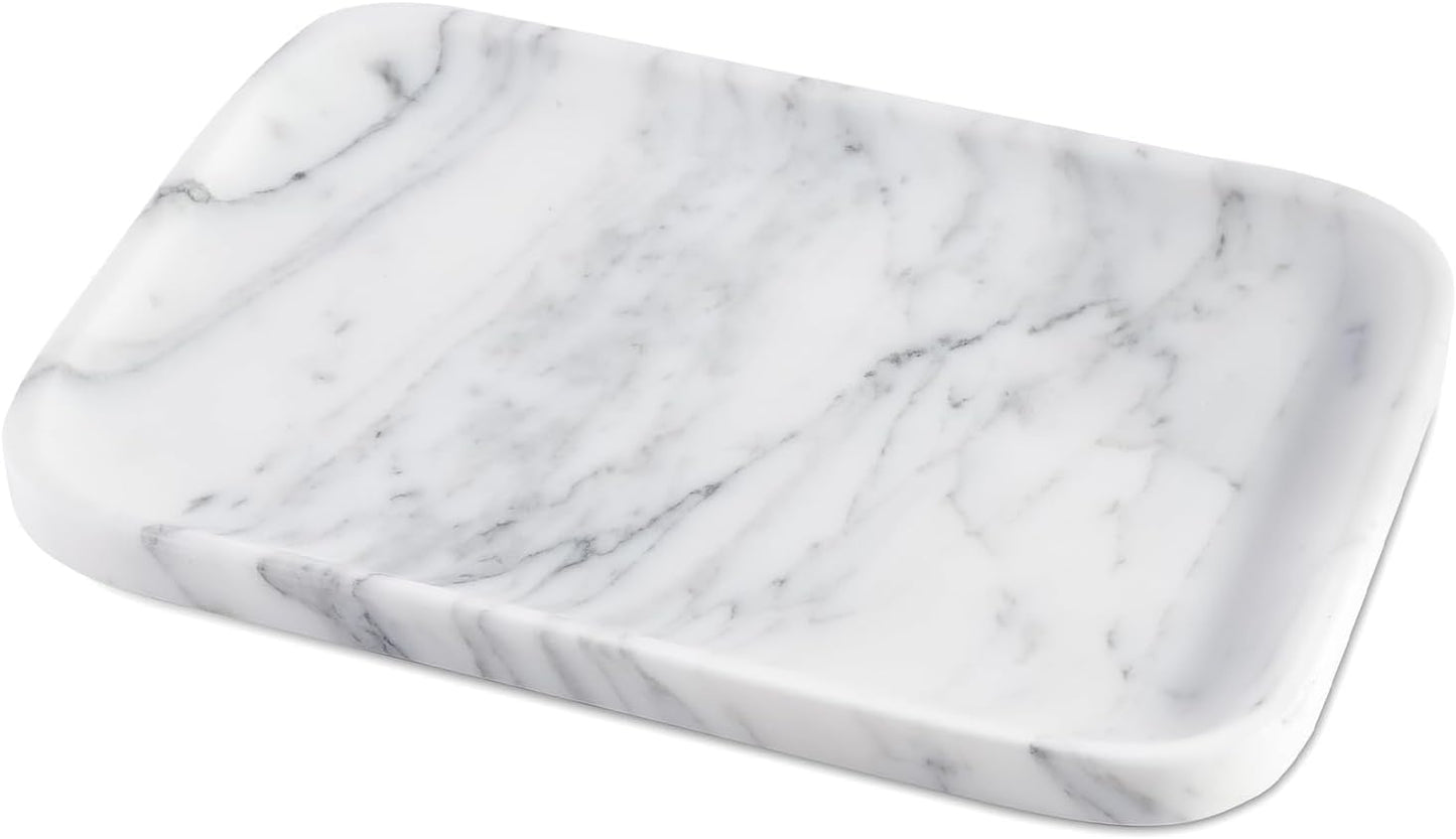Vanity Trays, Marble Bathroom Tray for Countertop, Decorative Tray for Dresser Organizer, One Piece Serving Tray for Kitchen, Storage Tray for Kitchen Sink, Perfume, Jewelry Holder(Arabescato)