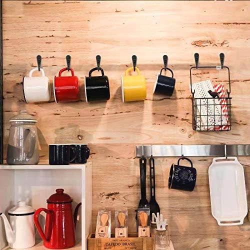 15Pcs Black Wall Mounted Coat Hooks, Hanger Hook with 30 Pieces Screws for Hanging Hat, Towel, Key, Robe, Coats, Scarf, Bag, Cap, Coffee Cup, Mugs