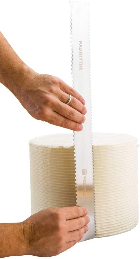 Restaurantware 19.8 Inch x 2 Inch Cake Comb 1 Square Decorating Comb - Double-Sided Assorted Edges Stainless Steel Icing Smoother For Decorating Or Sculpting Desserts