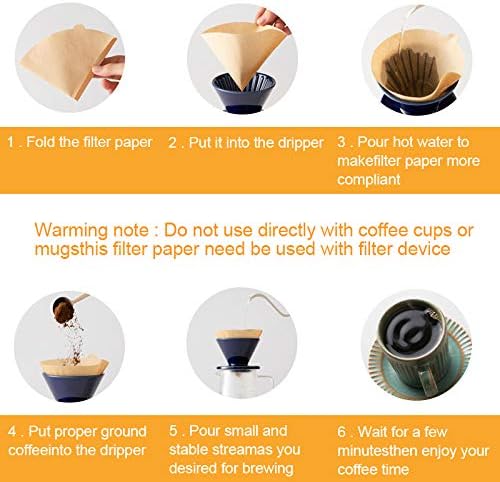 Coffee Filter, Cone Coffee Filters, Size 02 Coffee Filters for Pour Over Drippers, Total of 200 Sheets, 1-4 Cups, Natural Unbleached Brown