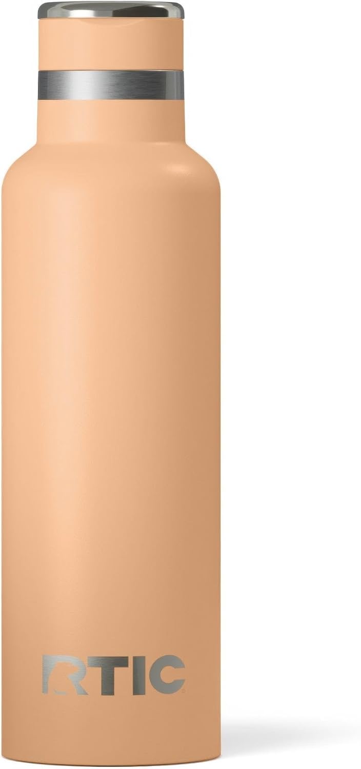 RTIC 20oz Journey Bottle Metal Stainless Steel Vacuum Insulated, BPA Free, Reusable, for Water, Hot and Cold Drinks, Travel, Sports, Camping, Peach Tea