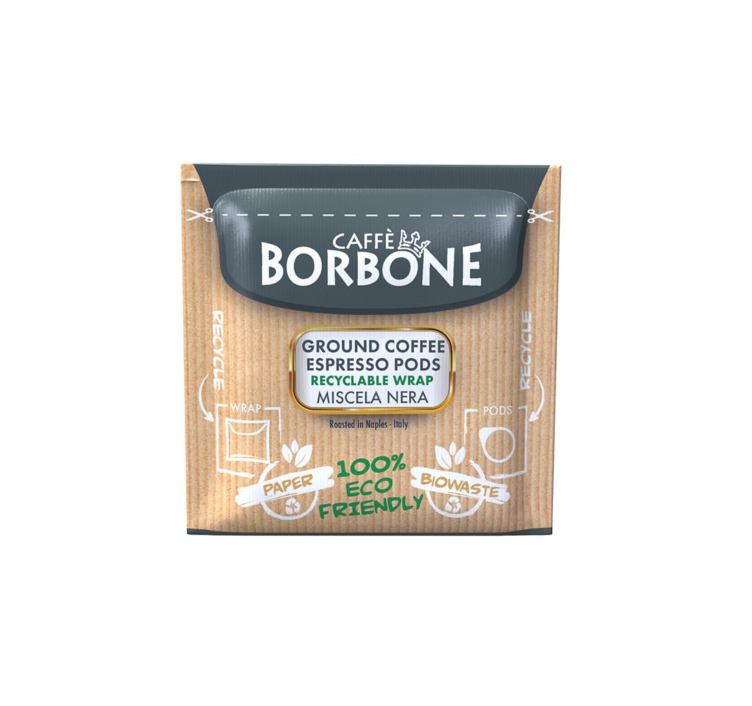 Caffè Borbone Espresso Paper Pods, Black Blend, Intense and Robust, Medium Roast ESE Pods, Authentic Italian Espresso - 50 Count