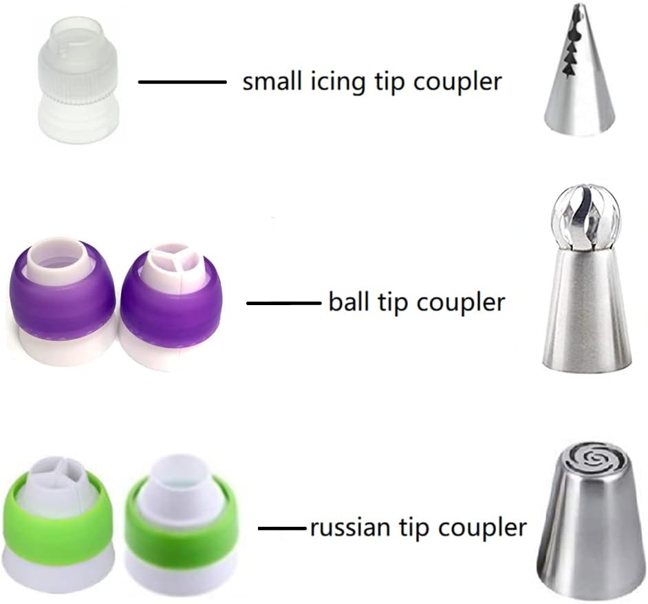 30 Pcs Pastry Piping Bags Set, with 10 PCS (18 Inch) Reusable Silicone Icing Bags,10 Couplers and 10 Frosting Bag Ties for Cake Cupcake Decorating